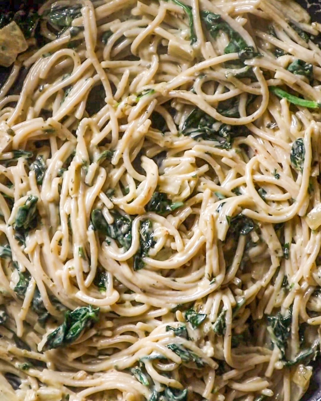 Creamy Spinach Feta Pasta with Garlic Crunch