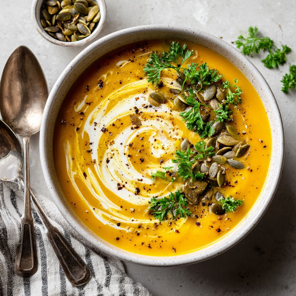 Creamy Vegan Butternut Soup with Cashew Swirl