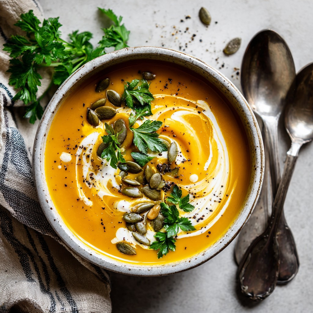 Creamy Vegan Butternut Soup with Cashew Swirl