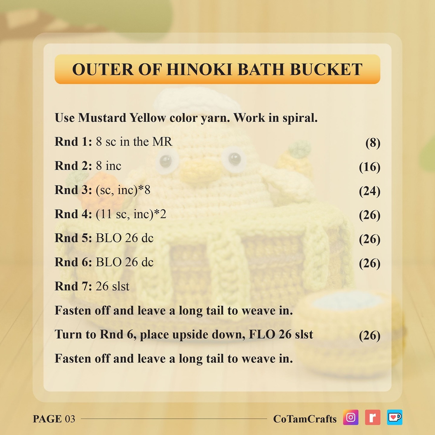 Create a Cozy Hinoki Bath Bucket with This Free Crochet Pattern
