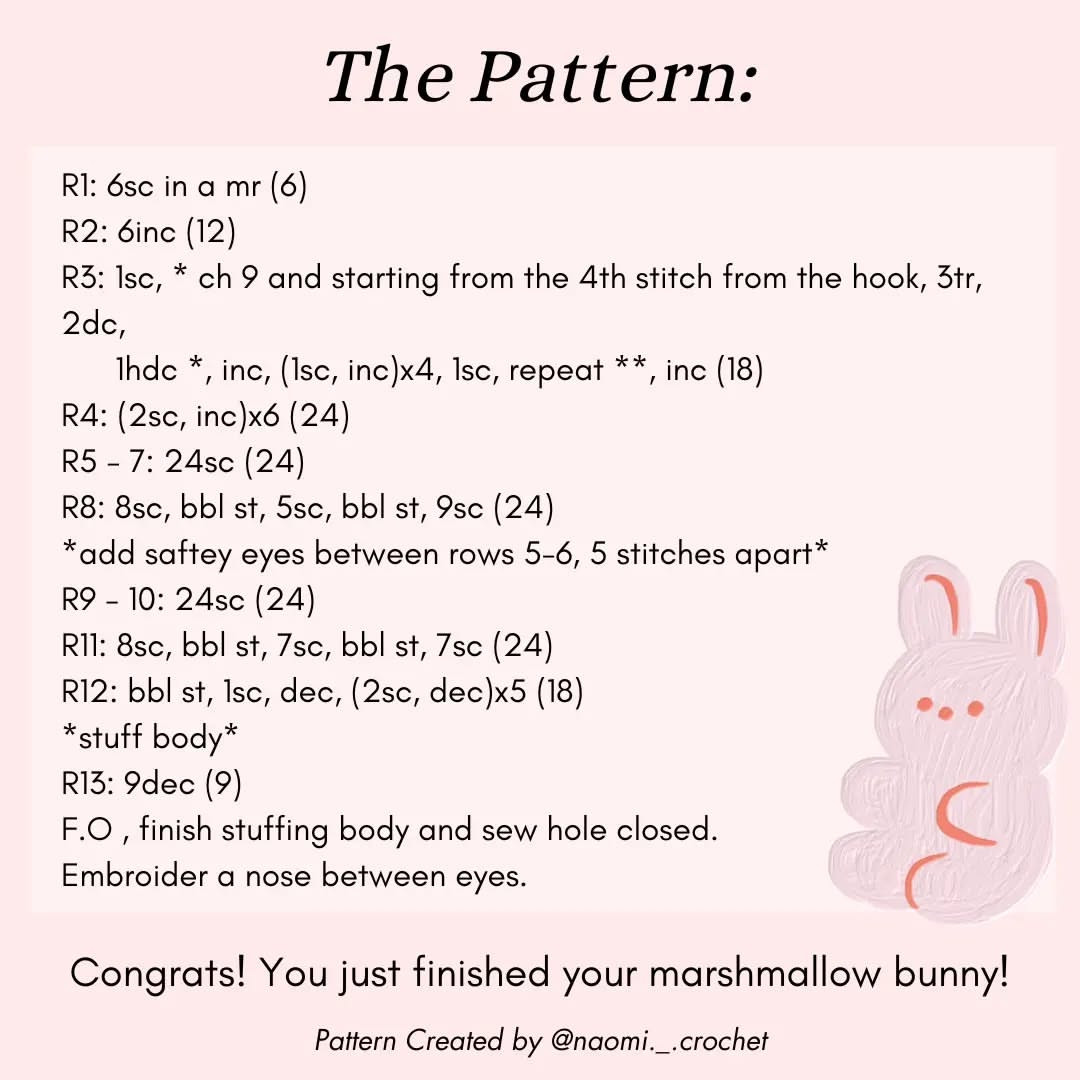 Create a Cute No-Sew Marshmallow Bunny with This Free Pattern