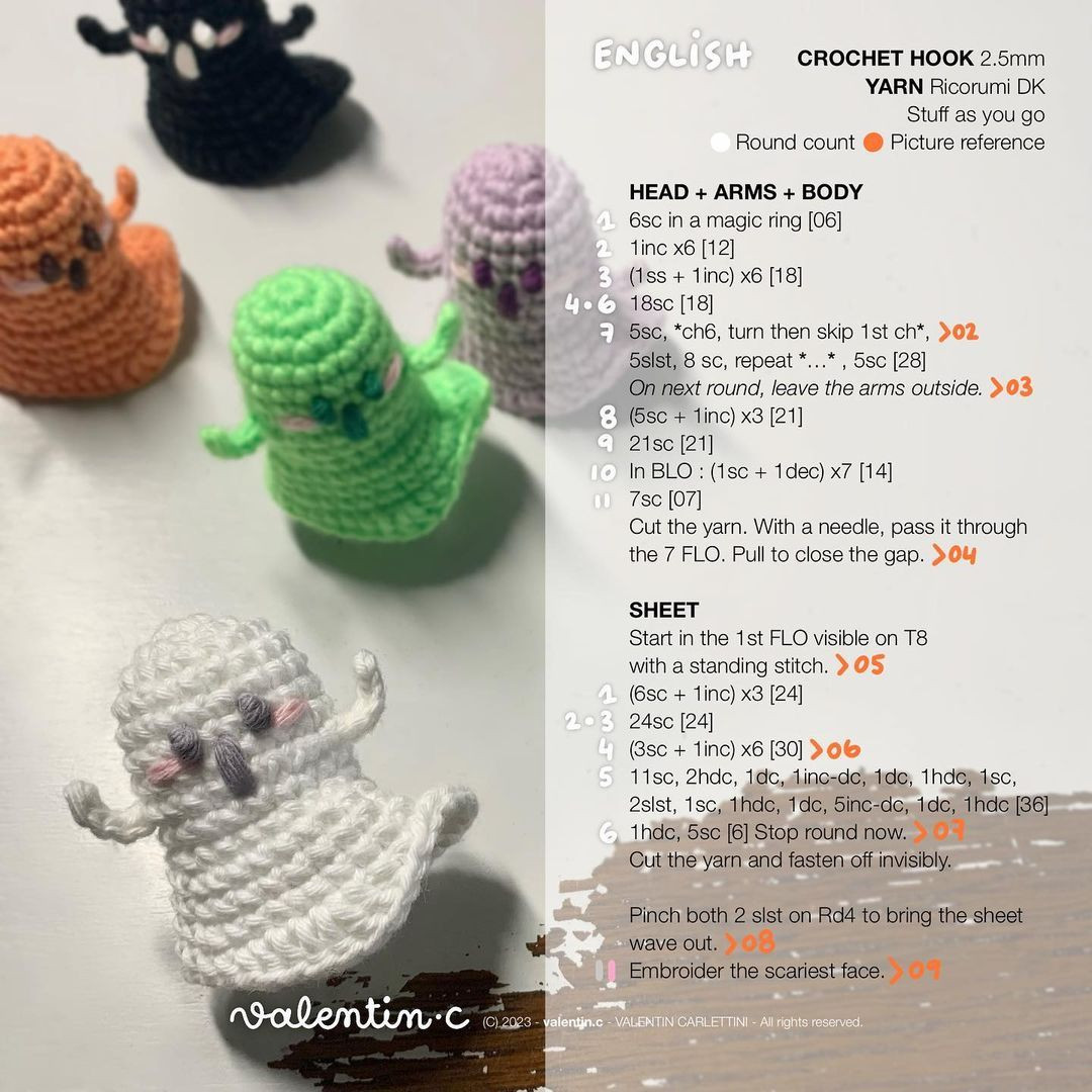 Create Cute Halloween Ghosts with Crochet Pattern in French