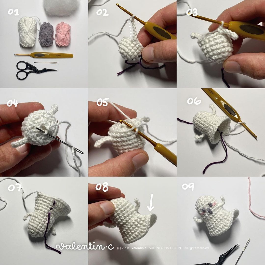 Create Cute Halloween Ghosts with Crochet Pattern in French