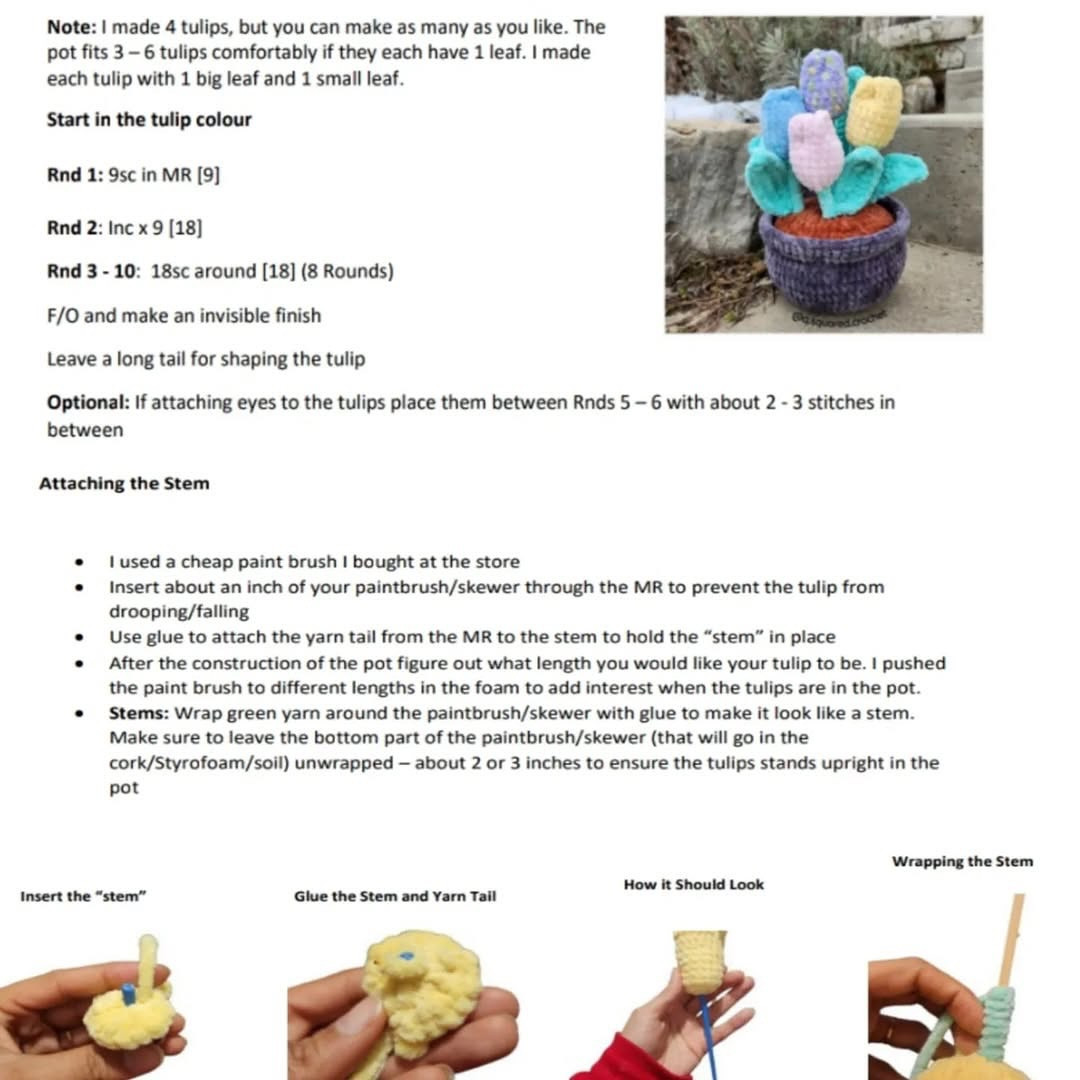Create Vibrant Tulips with No Sew Tara Crochet Pattern