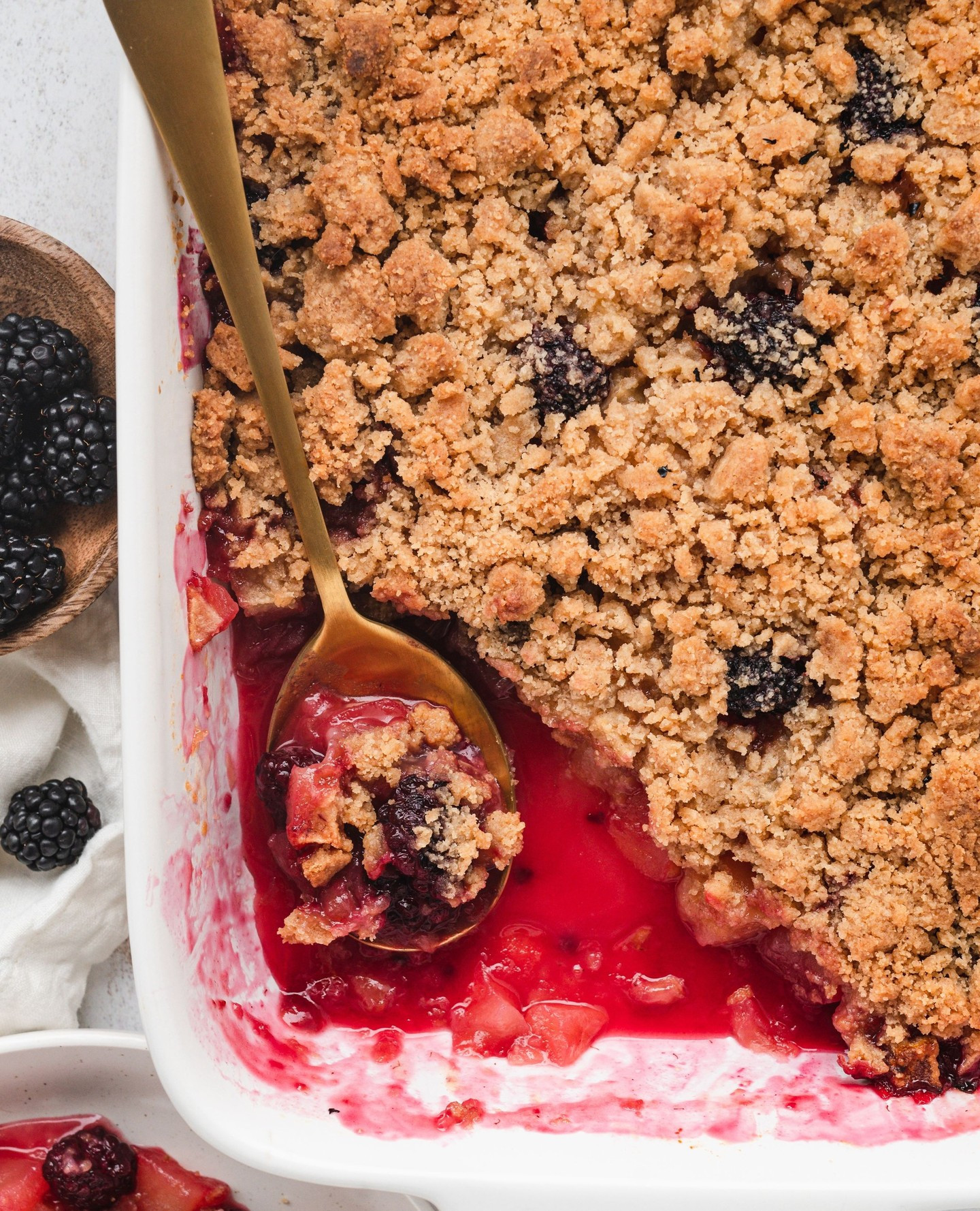 Crispy Apple Blackberry Delight with Vanilla Ice Cream