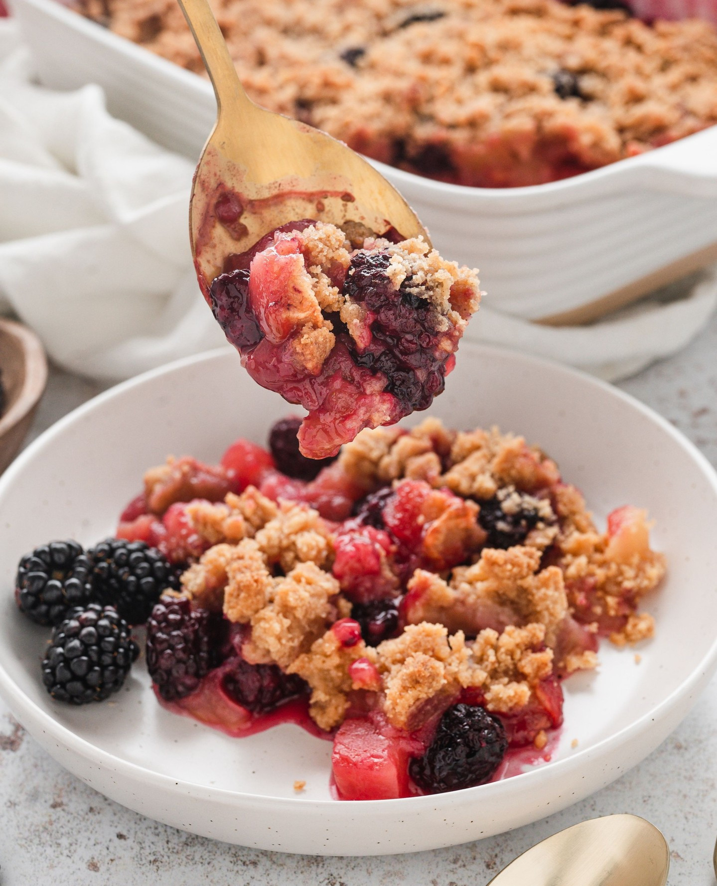 Crispy Apple Blackberry Delight with Vanilla Ice Cream