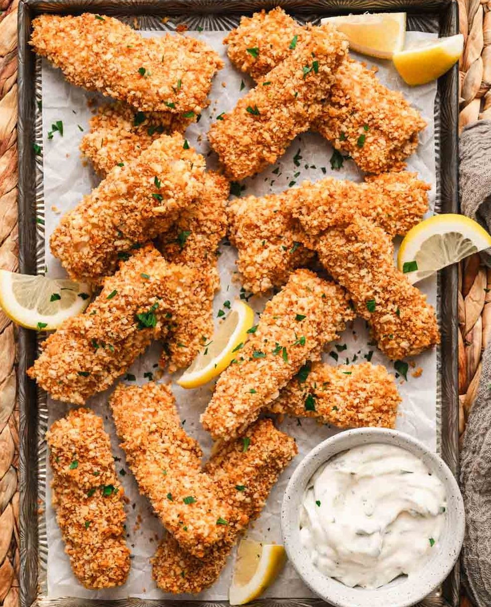 Crispy Baked Cod Sticks with Zesty Lemon Dip