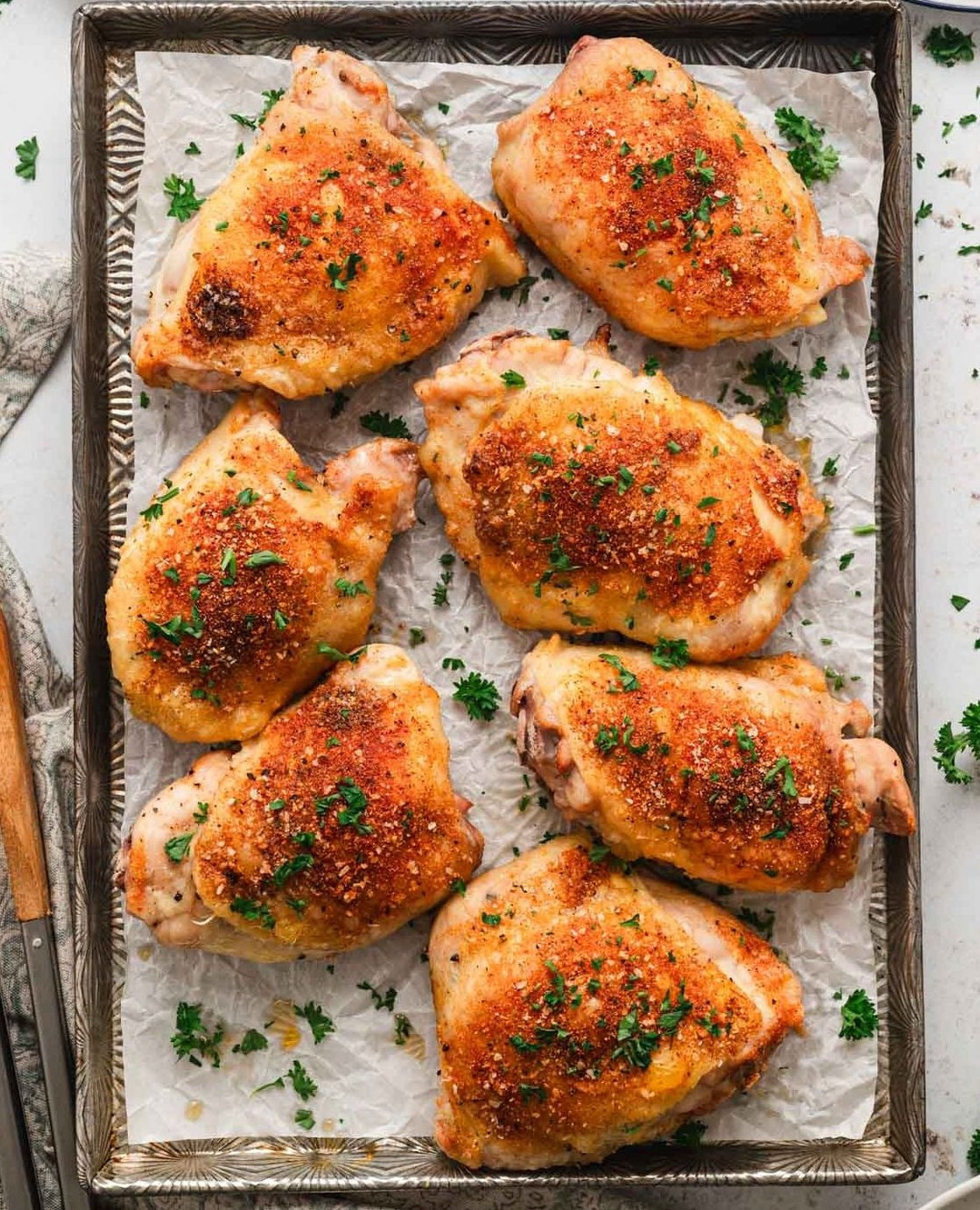 Crispy Herb-Infused Baked Chicken Thighs Delight