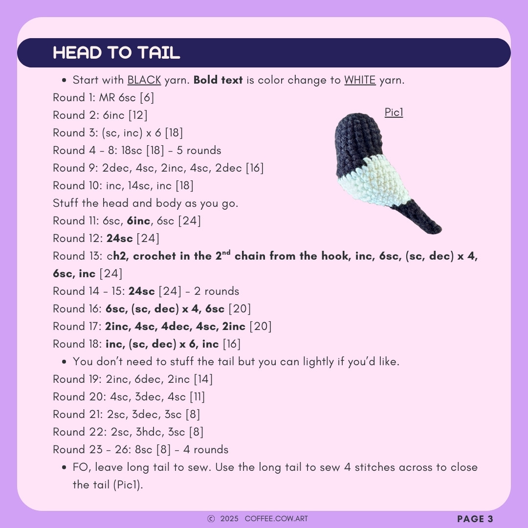 Crochet a Stylish Magpie with Free Sussie Pattern