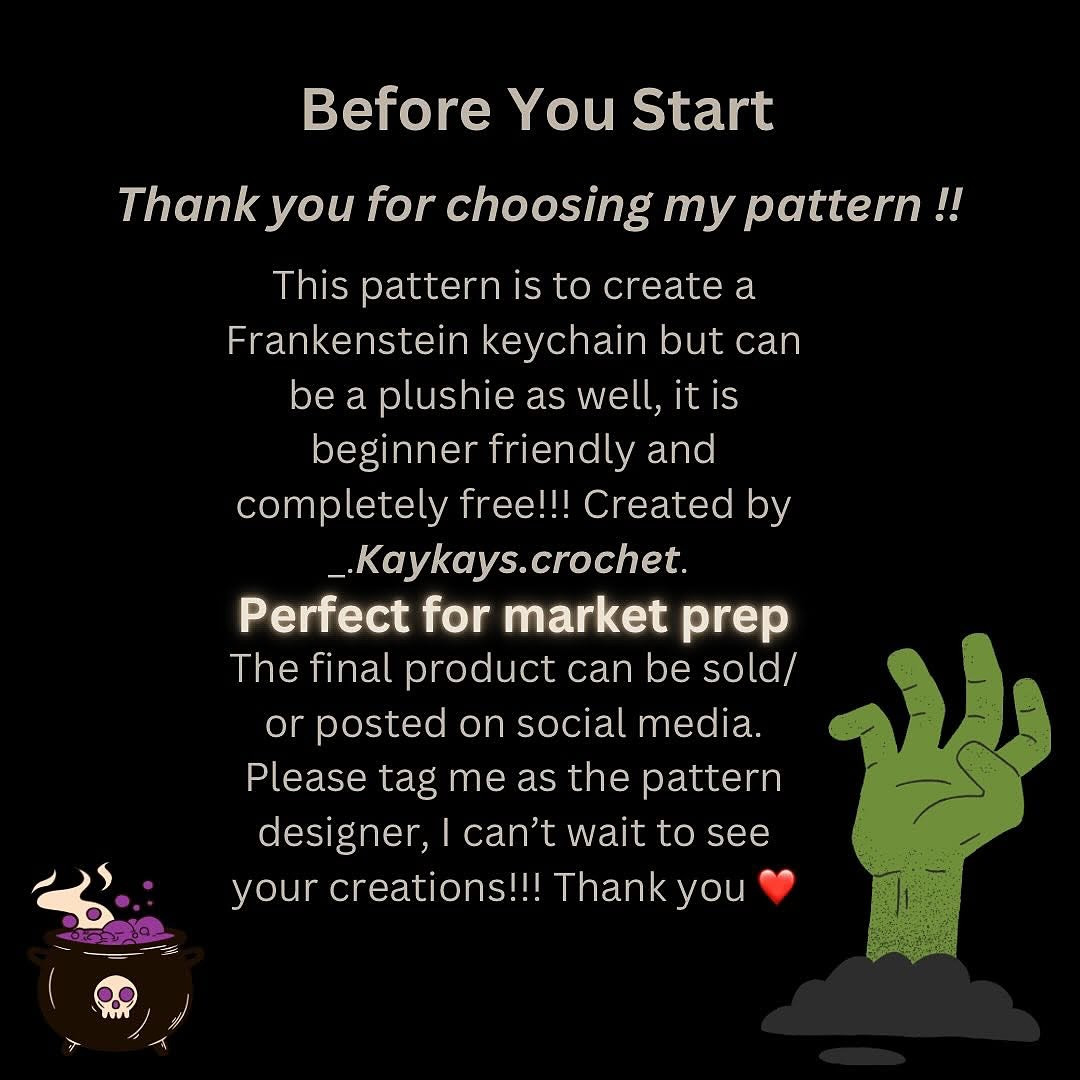 Crochet Amigurumi Frankenstein Keychain Pattern Free Download