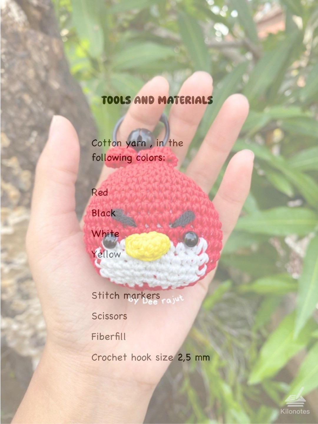 Crochet Angry Red Bird Amigurumi Keychain Pattern