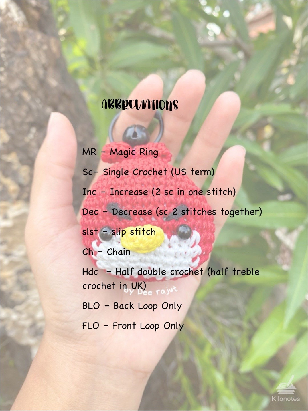 Crochet Angry Red Bird Amigurumi Keychain Pattern