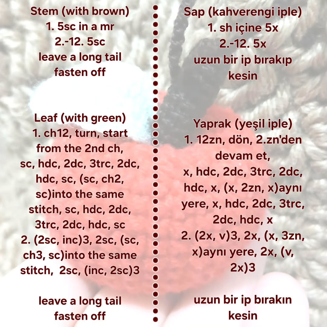 Crochet Apple Bag Charm Free Pattern for Beginners