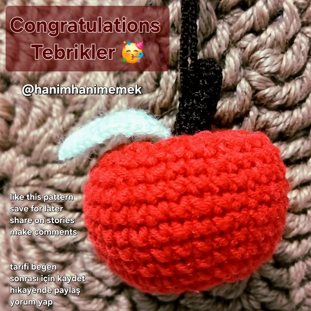 Crochet Apple Bag Charm Free Pattern for Beginners