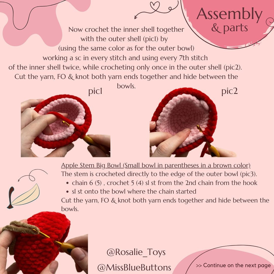 Crochet Apple Bowl Free Pattern: Two Sizes, No-Sew