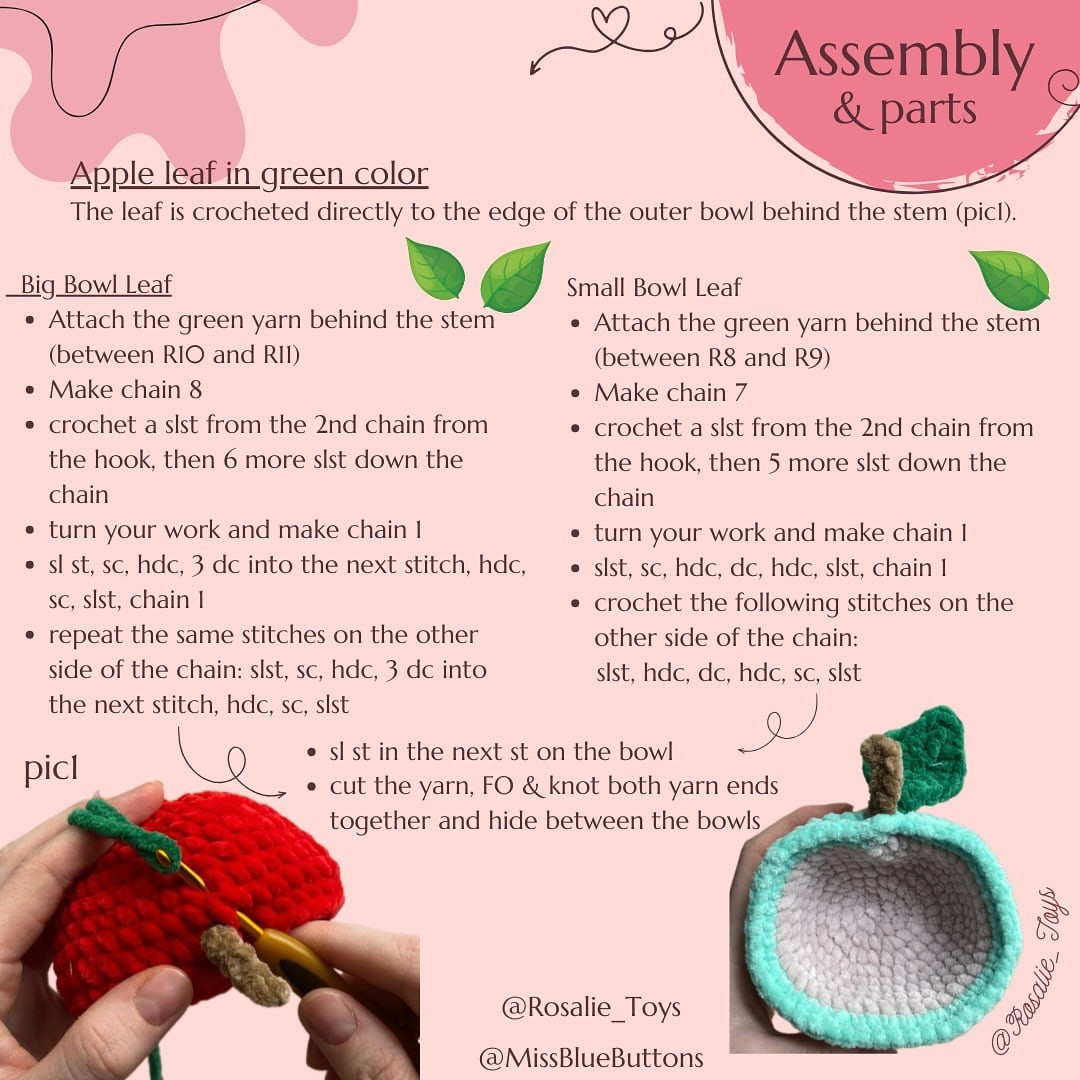 Crochet Apple Bowl Free Pattern: Two Sizes, No-Sew