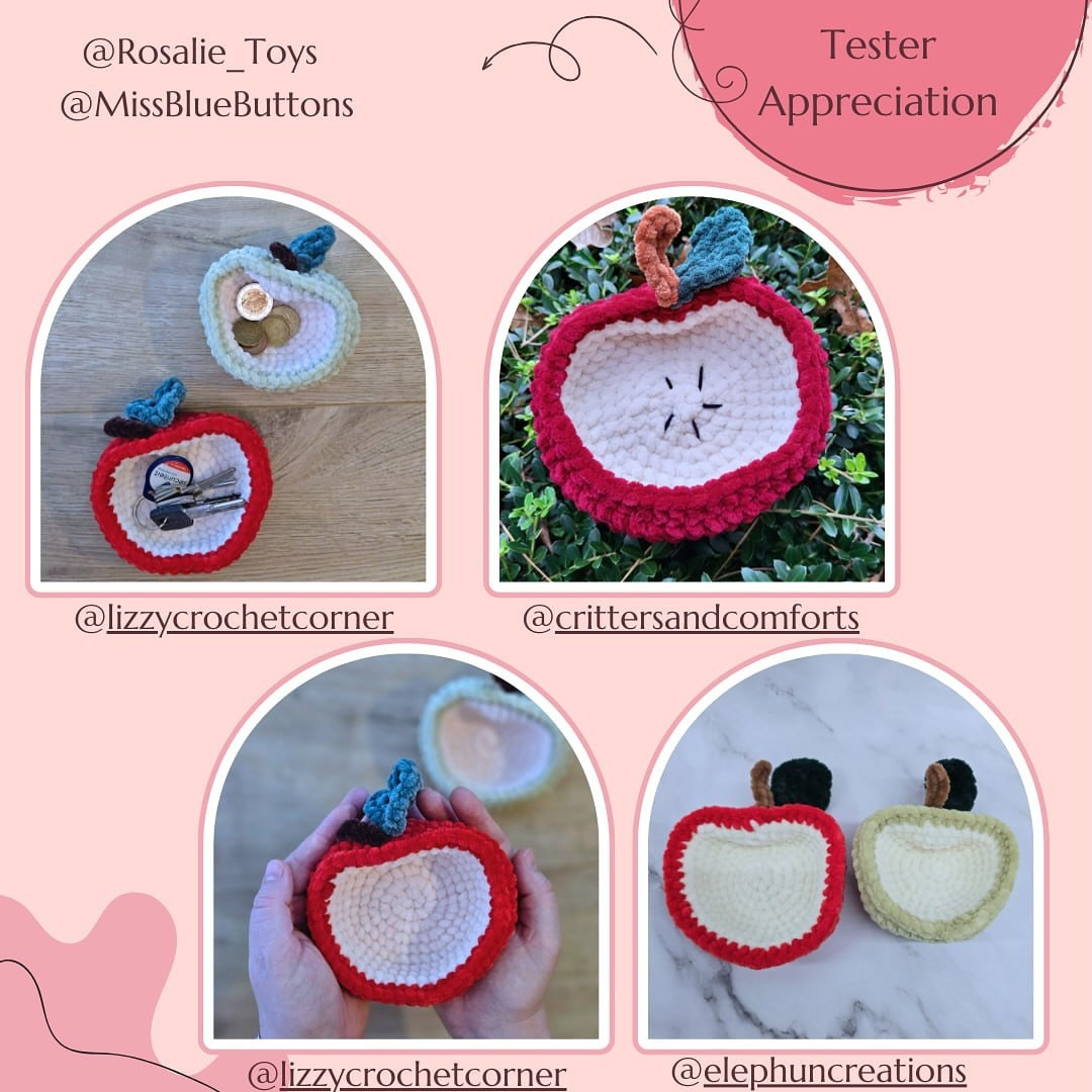 Crochet Apple Bowl Free Pattern: Two Sizes, No-Sew