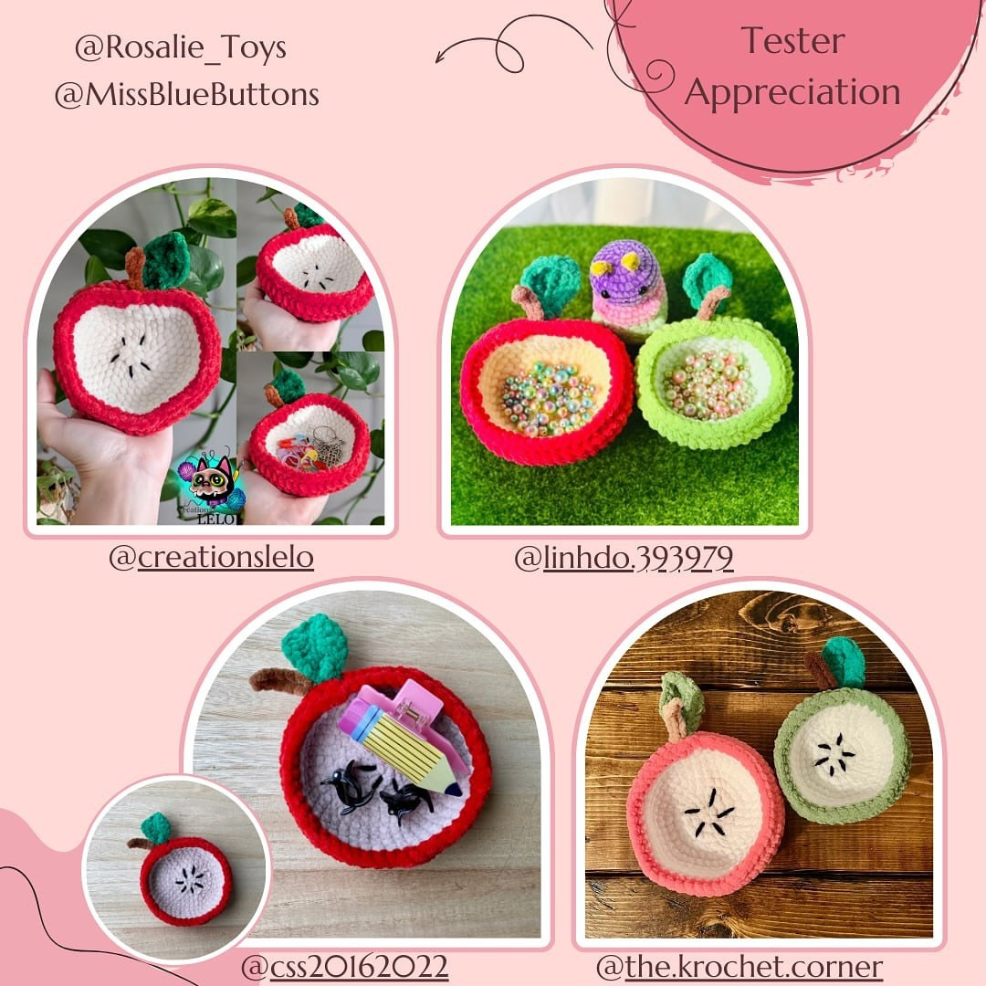 Crochet Apple Bowl Free Pattern: Two Sizes, No-Sew