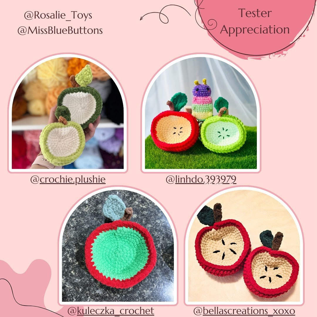 Crochet Apple Bowl Free Pattern: Two Sizes, No-Sew