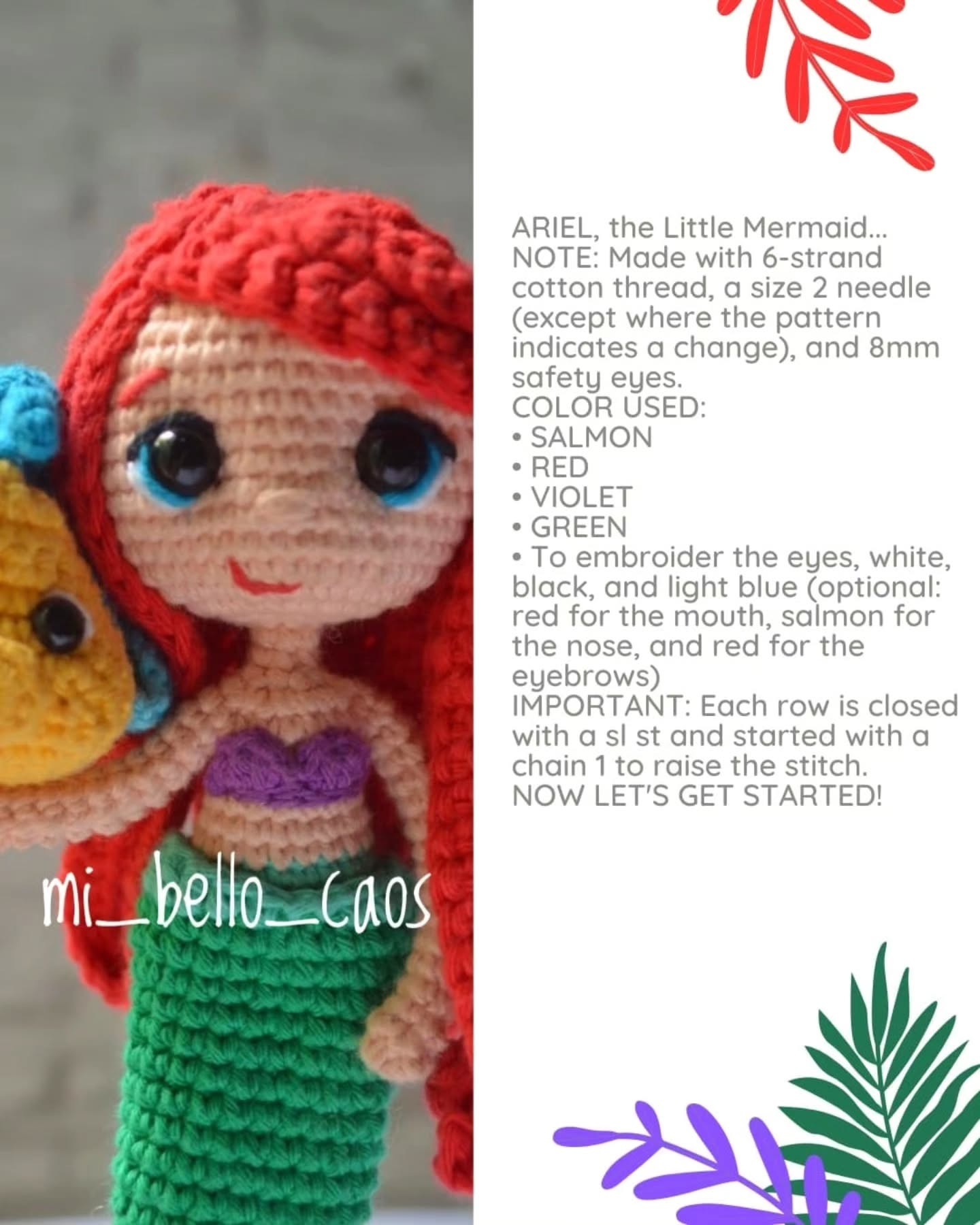 Crochet Ariel and Fish Amigurumi Free Pattern Download
