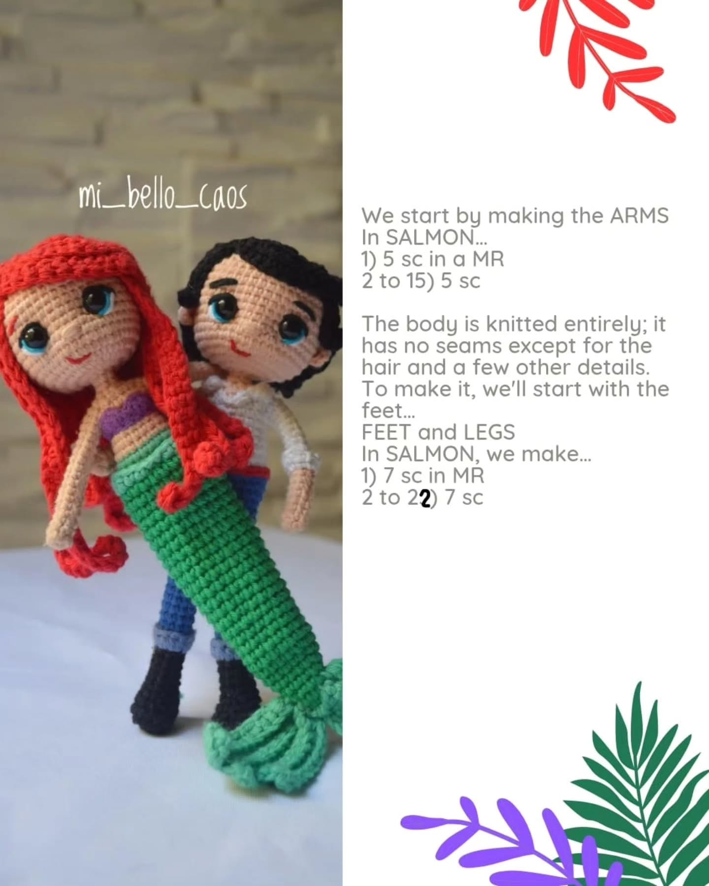 Crochet Ariel and Fish Amigurumi Free Pattern Download