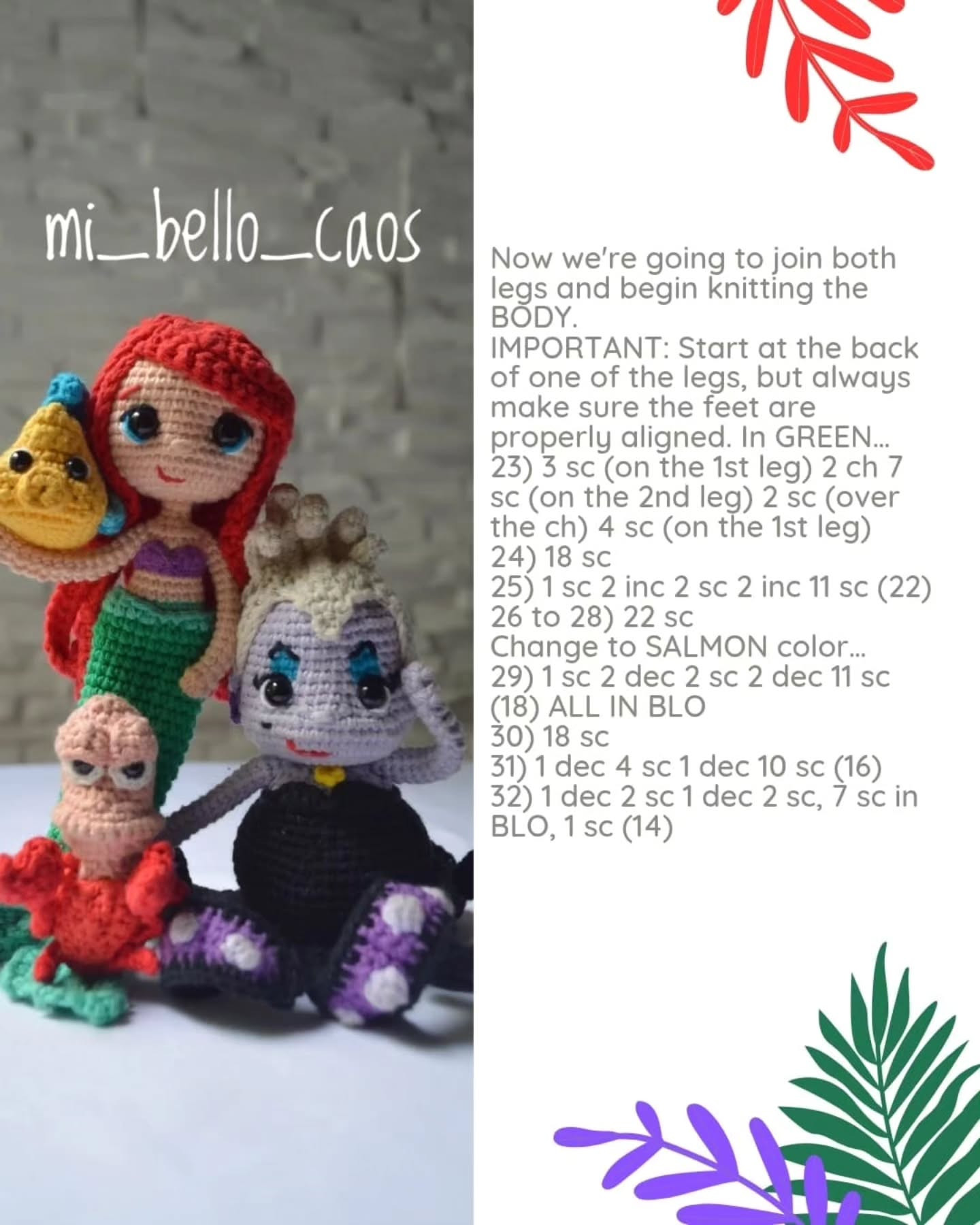 Crochet Ariel and Fish Amigurumi Free Pattern Download