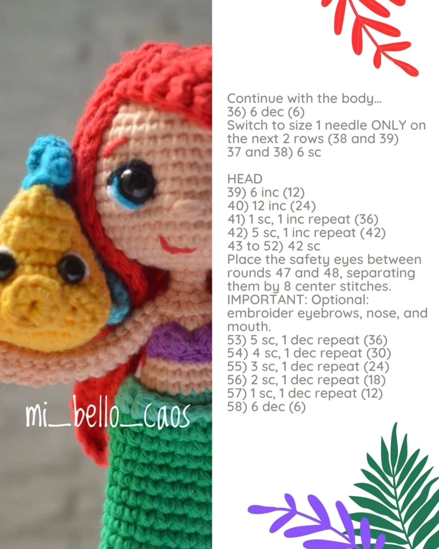 Crochet Ariel and Fish Amigurumi Free Pattern Download