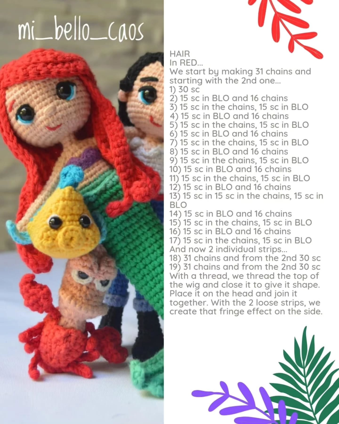 Crochet Ariel and Fish Amigurumi Free Pattern Download