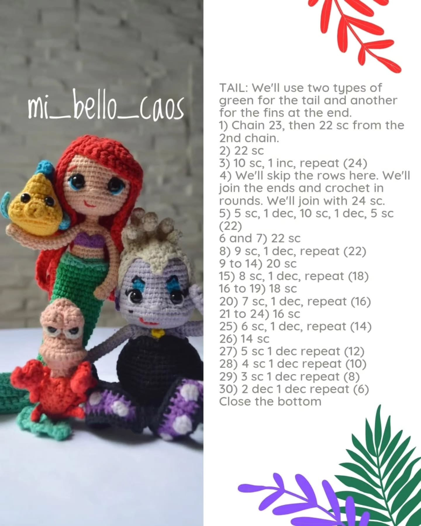 Crochet Ariel and Fish Amigurumi Free Pattern Download