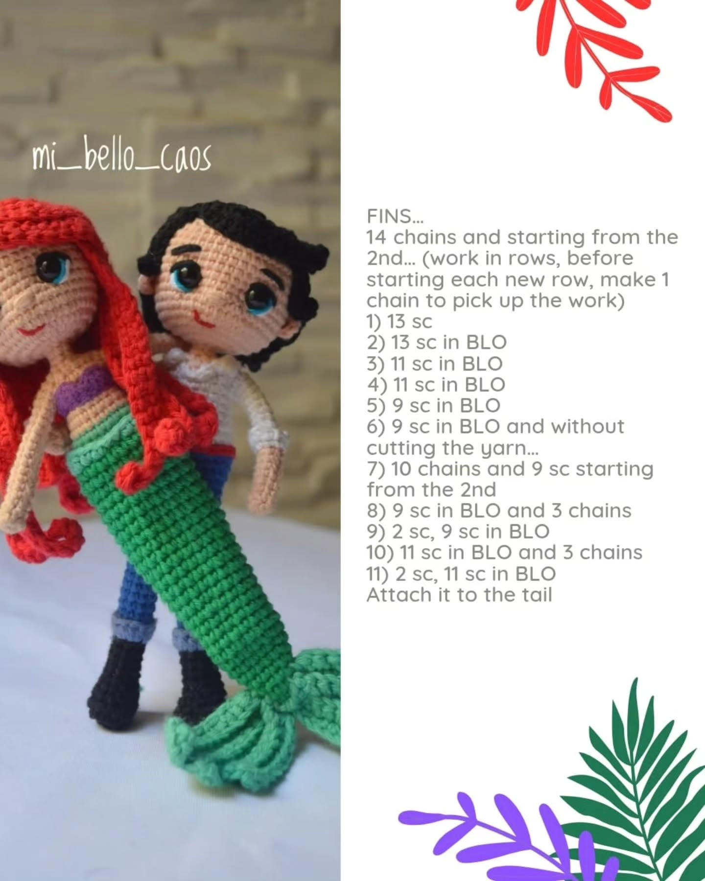Crochet Ariel and Fish Amigurumi Free Pattern Download