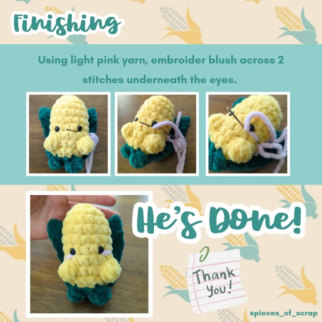 Crochet Baby Corn Amigurumi - Free No-Sew Pattern