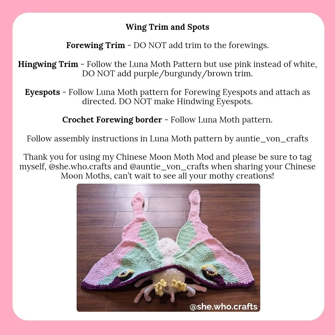 Crochet Chinese Moon Moth: A Colorful Yarn Creation