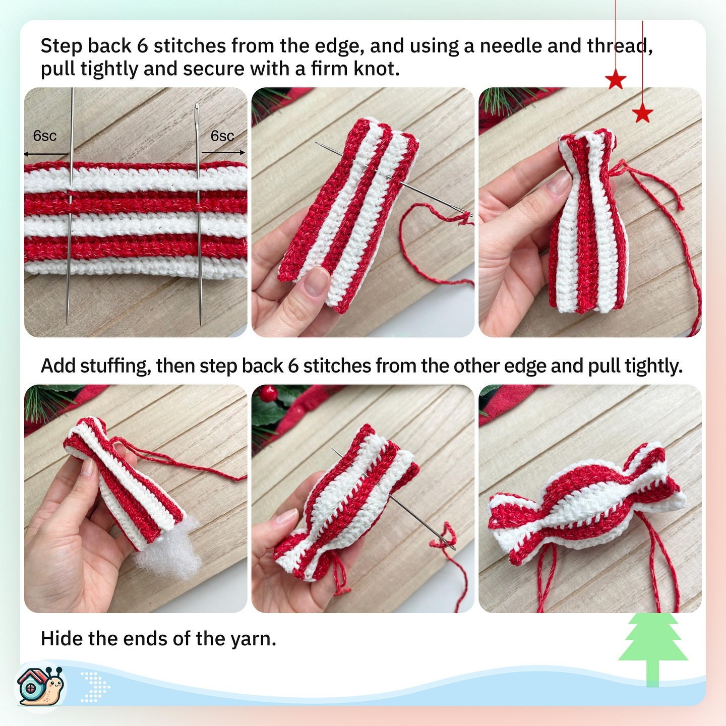 Crochet Christmas Candy Free Pattern for Beginners