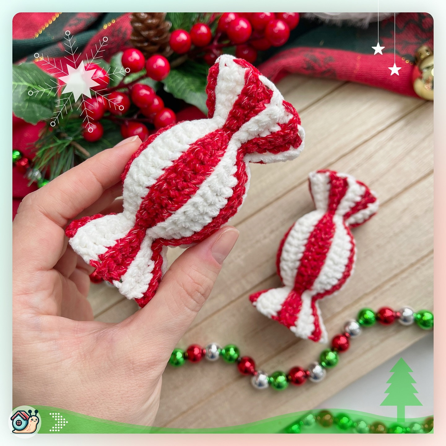 Crochet Christmas Candy Free Pattern for Beginners