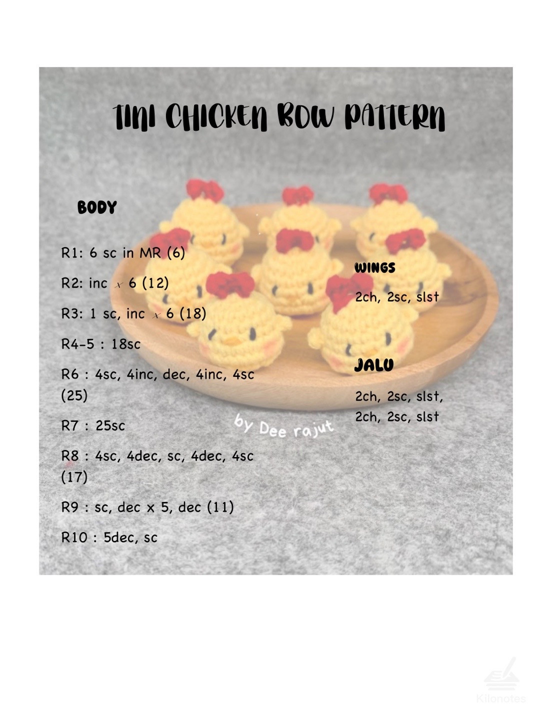 Crochet Cute Chickens with Red Bows Pattern Tutorial