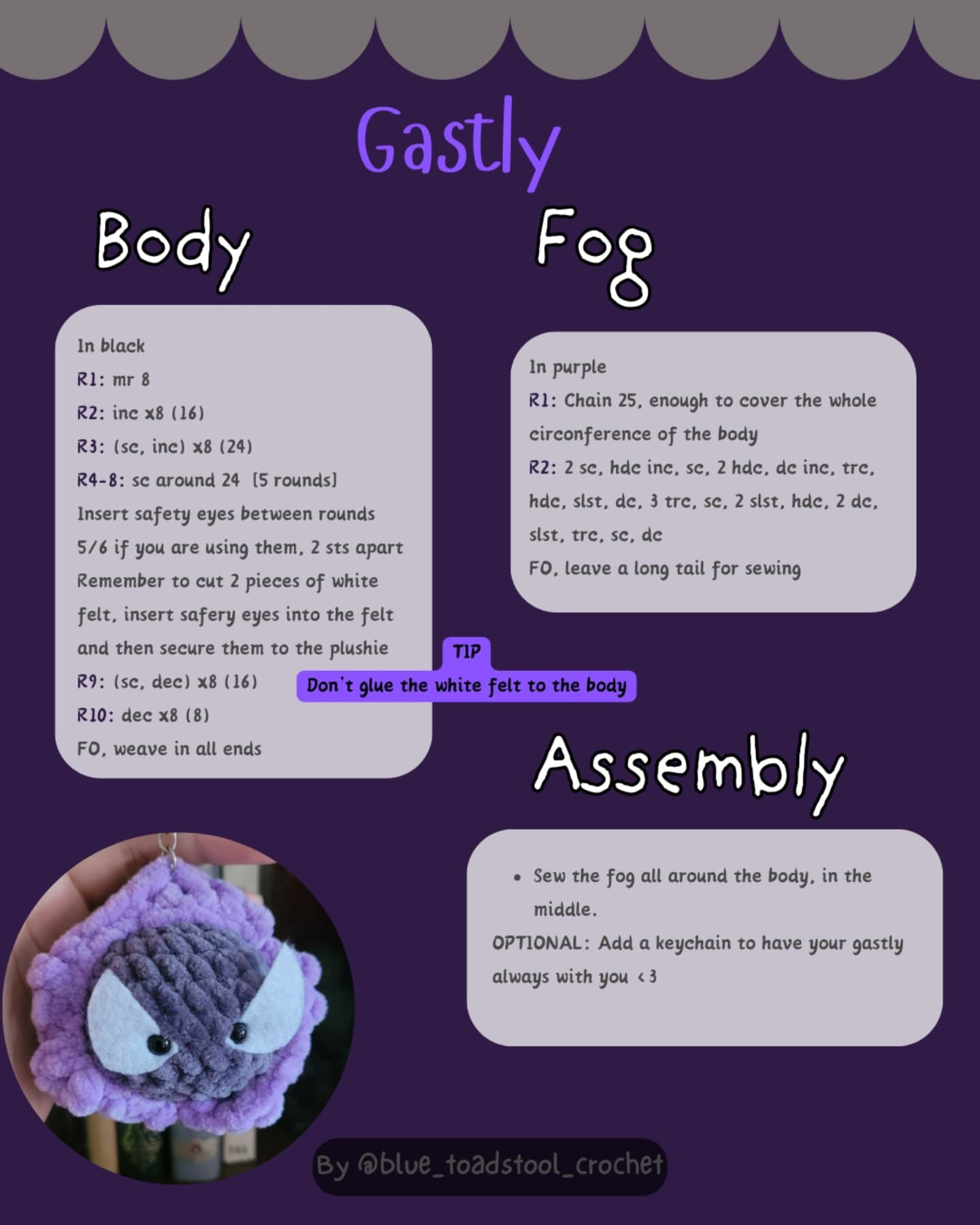 Crochet Cute Jigglypuff and Gastly Keychain Patterns