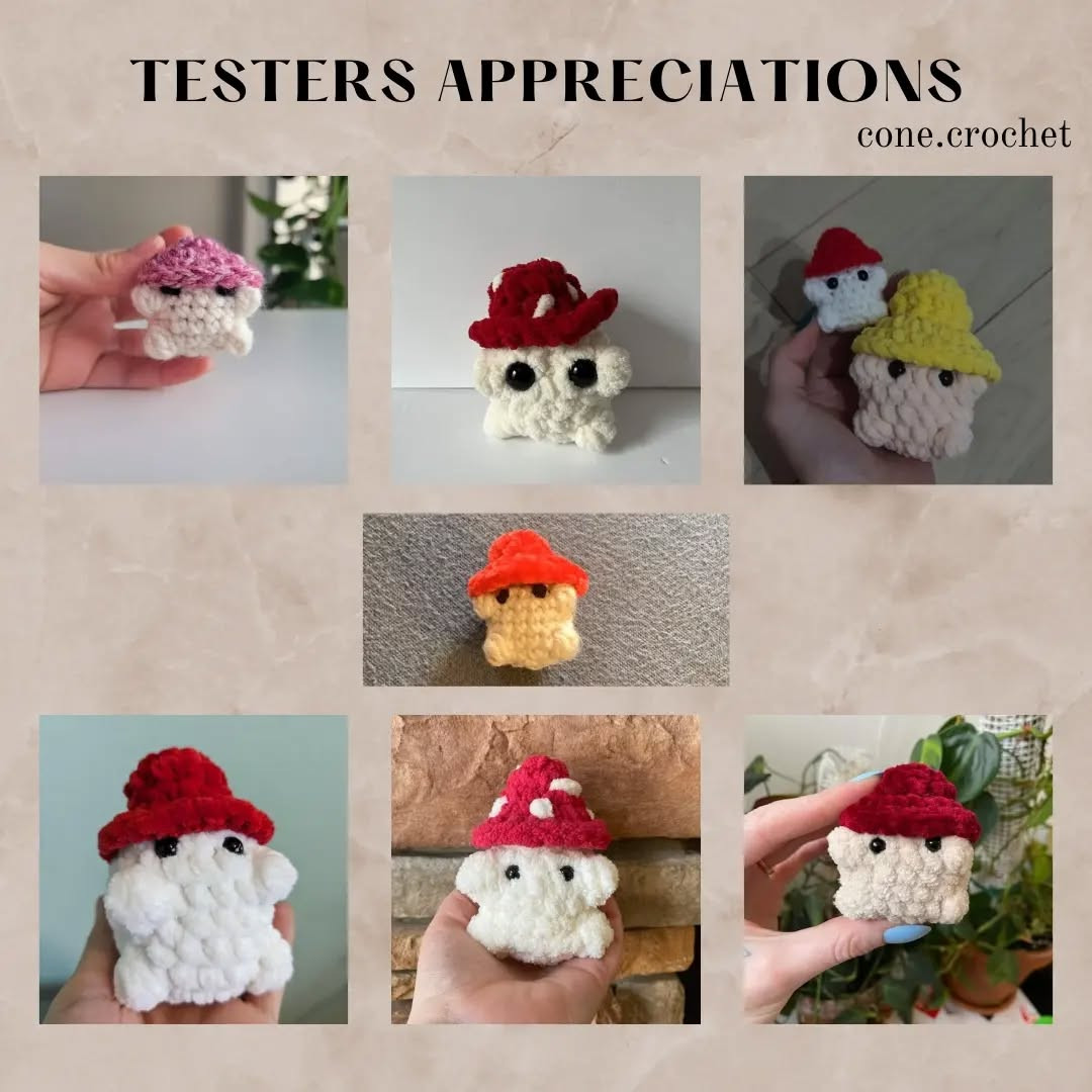 Crochet Cute Mushroom Amigurumi - Free Pattern by Cone Crochet