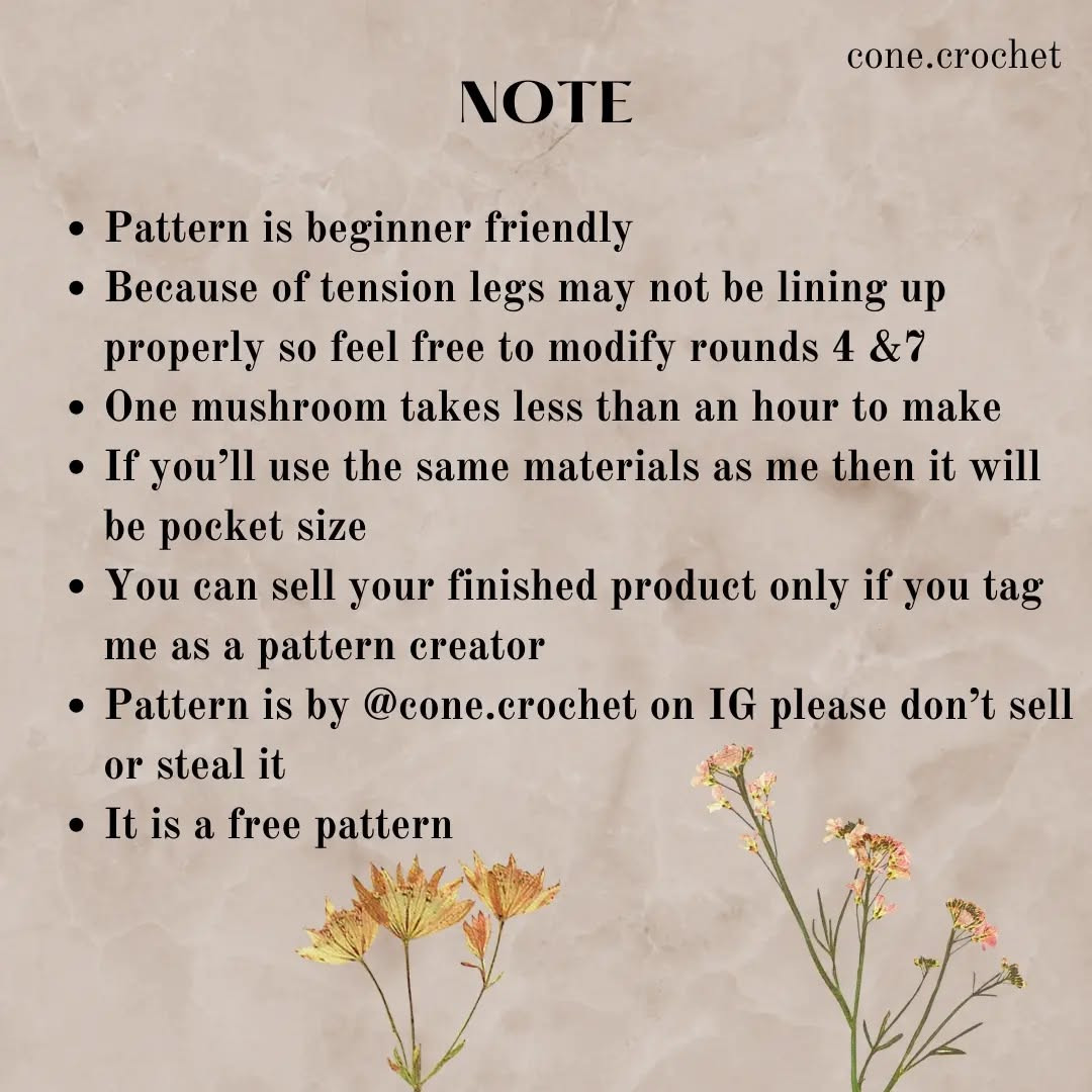 Crochet Cute Mushroom Amigurumi - Free Pattern by Cone Crochet