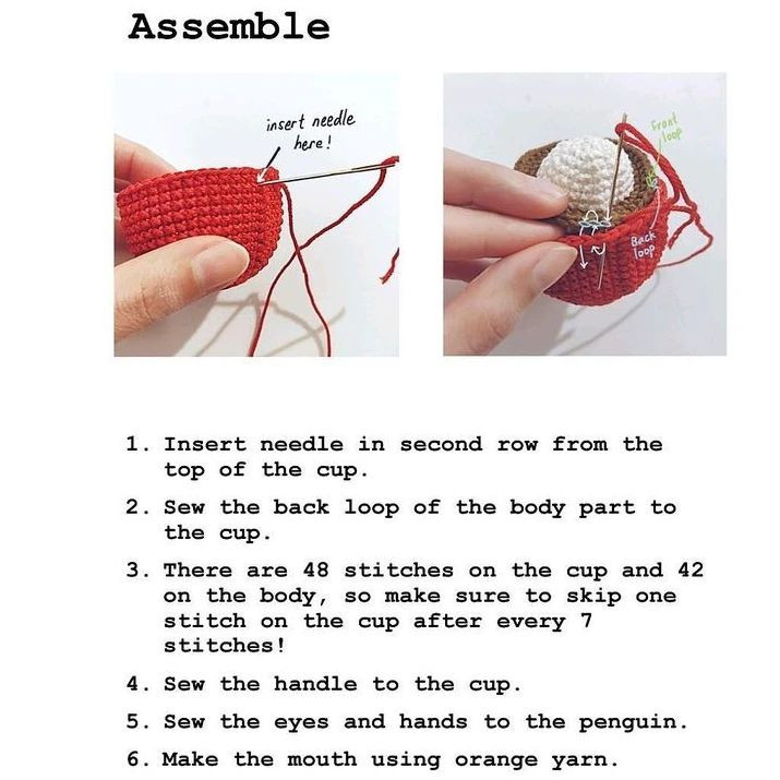Crochet Cute Penguin Amigurumi in a Cup Free Pattern