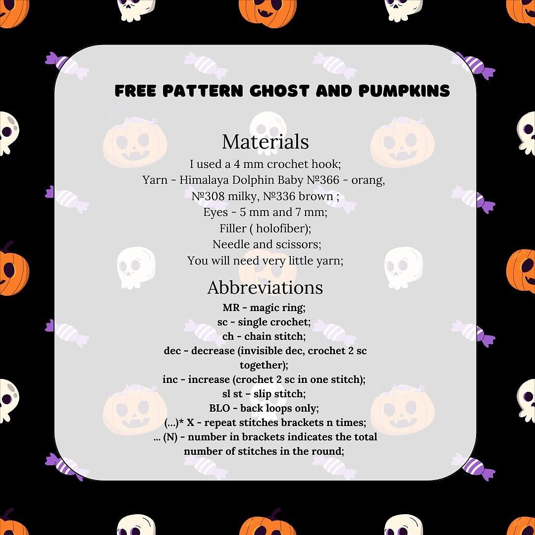 Crochet Cute Pumpkin and Witch Hat Amigurumi Free Pattern