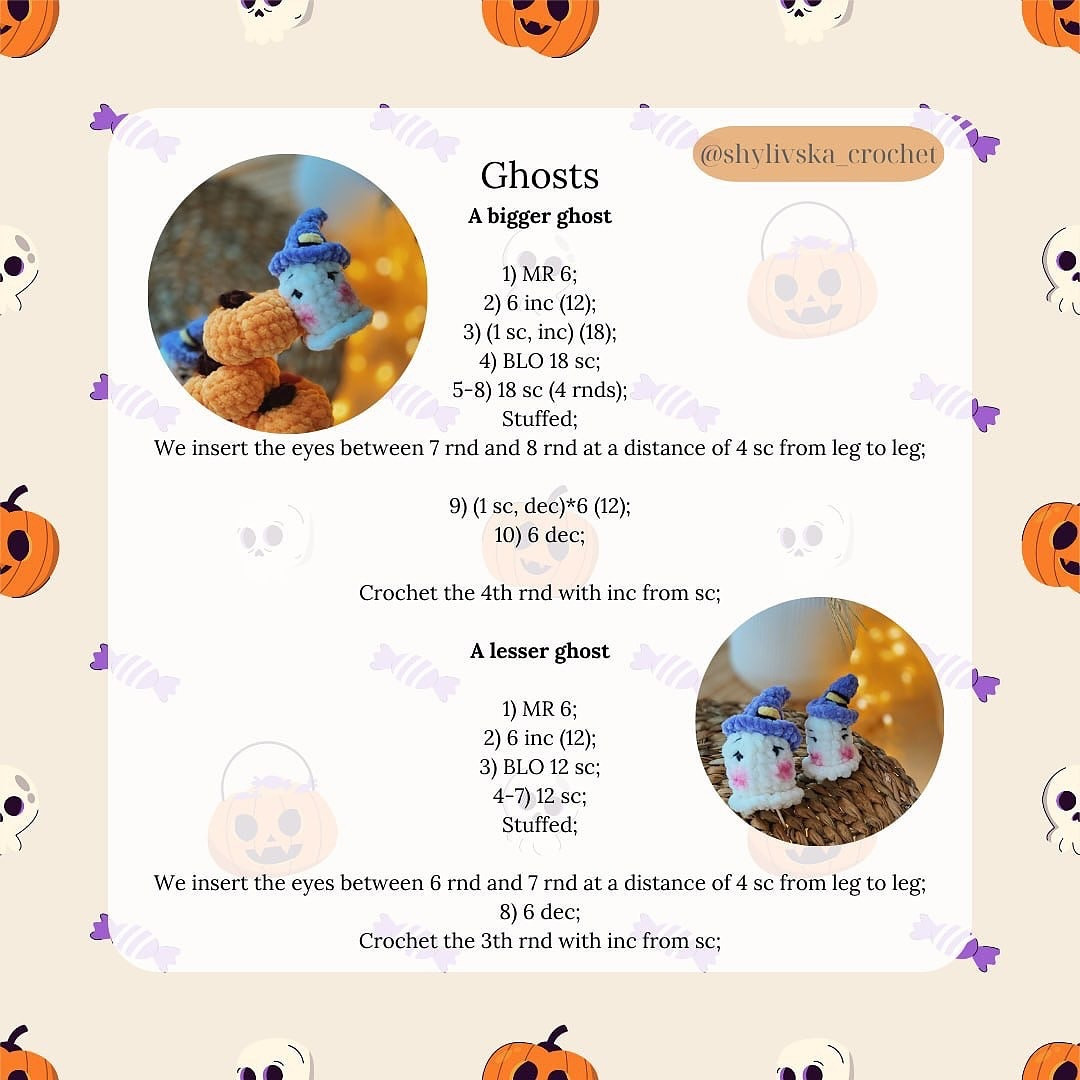 Crochet Cute Pumpkin and Witch Hat Amigurumi Free Pattern