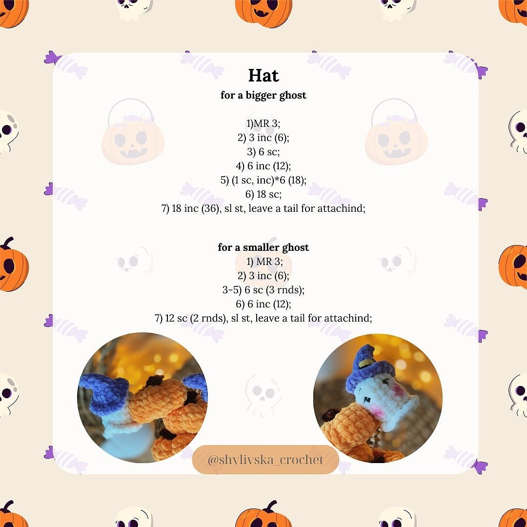 Crochet Cute Pumpkin and Witch Hat Amigurumi Free Pattern