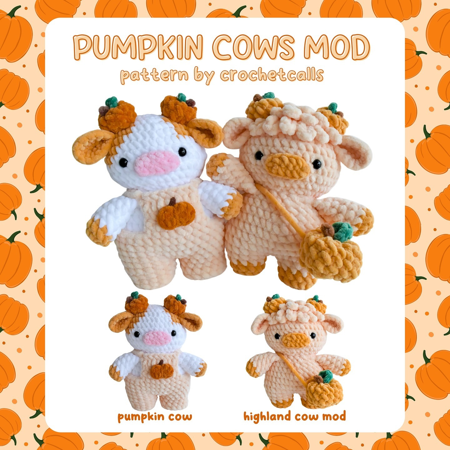 Crochet Cute Pumpkin Cows for Festive Decoration