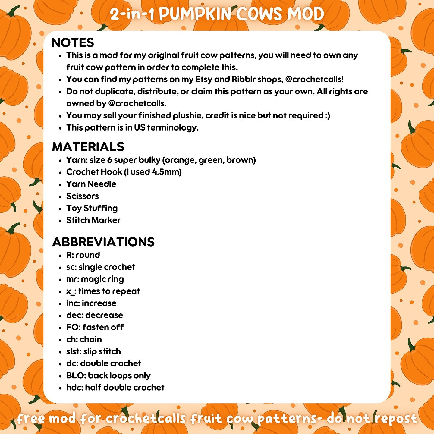 Crochet Cute Pumpkin Cows for Festive Decoration