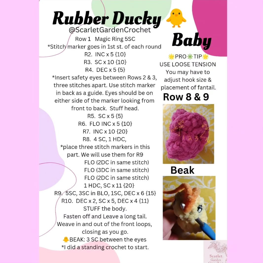 Crochet Cute Rubber Ducky Baby Pattern Guide