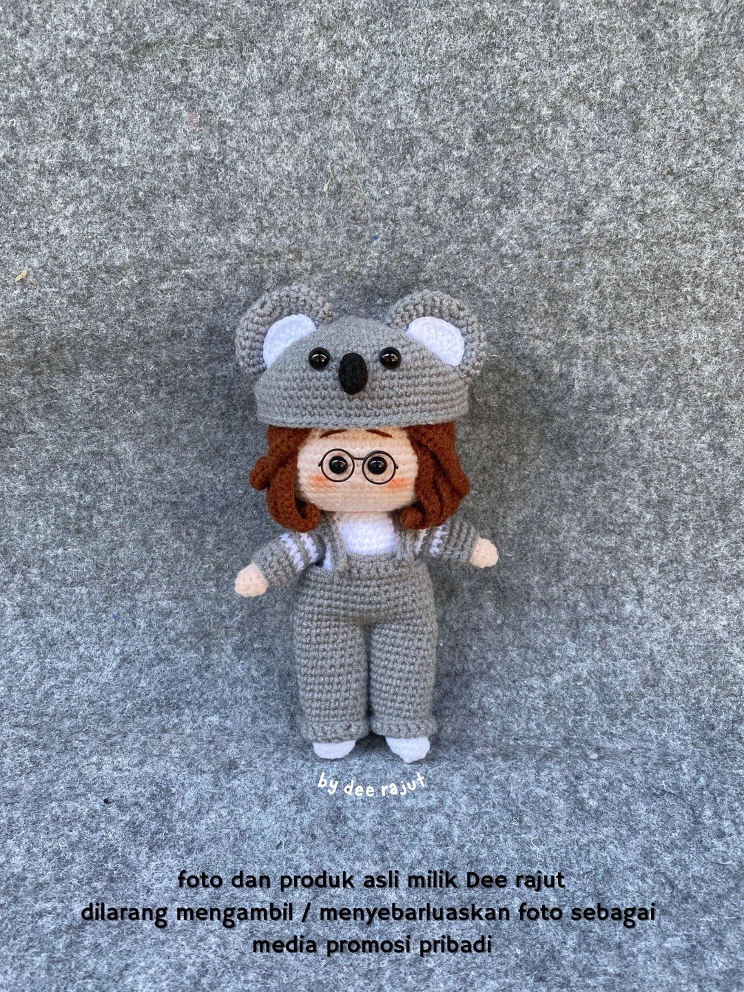 Crochet Doll with Koala Outfit and Teddy Bear Accessory