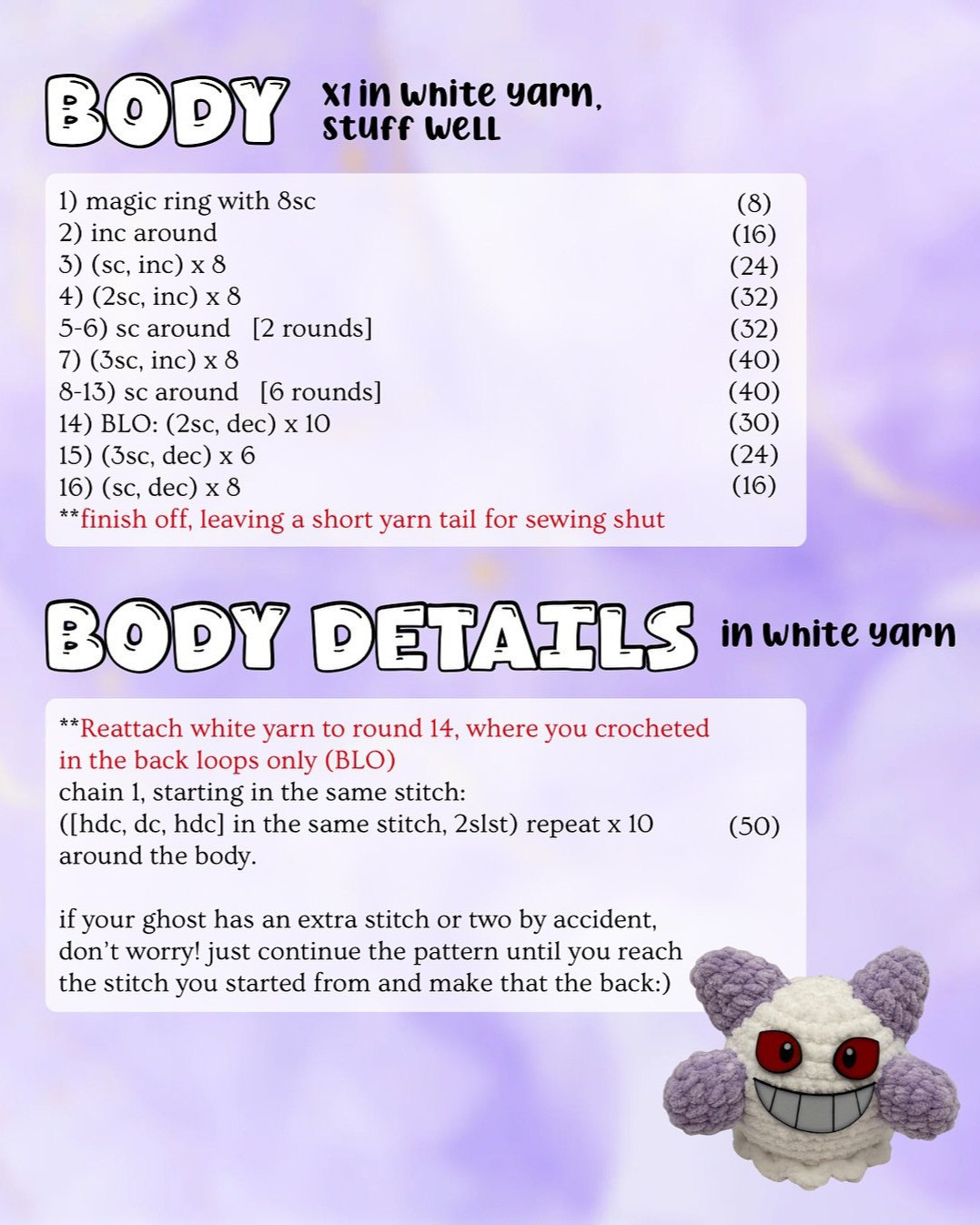 Crochet Gengar Pattern for Halloween Fun