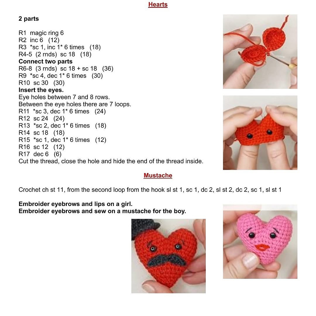 Crochet Heart Couple Pattern - Cute and Easy DIY Project