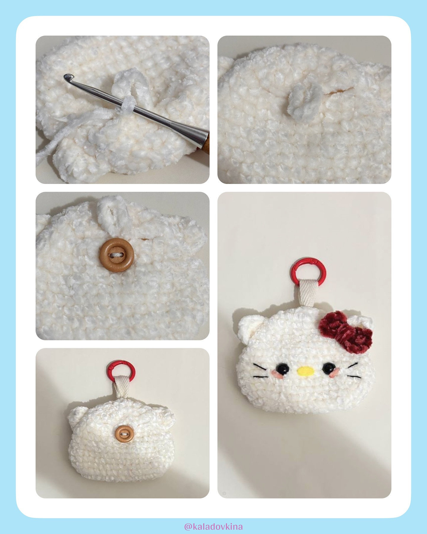 Crochet Huggy Pouch Pattern Inspired by Hello Kitty