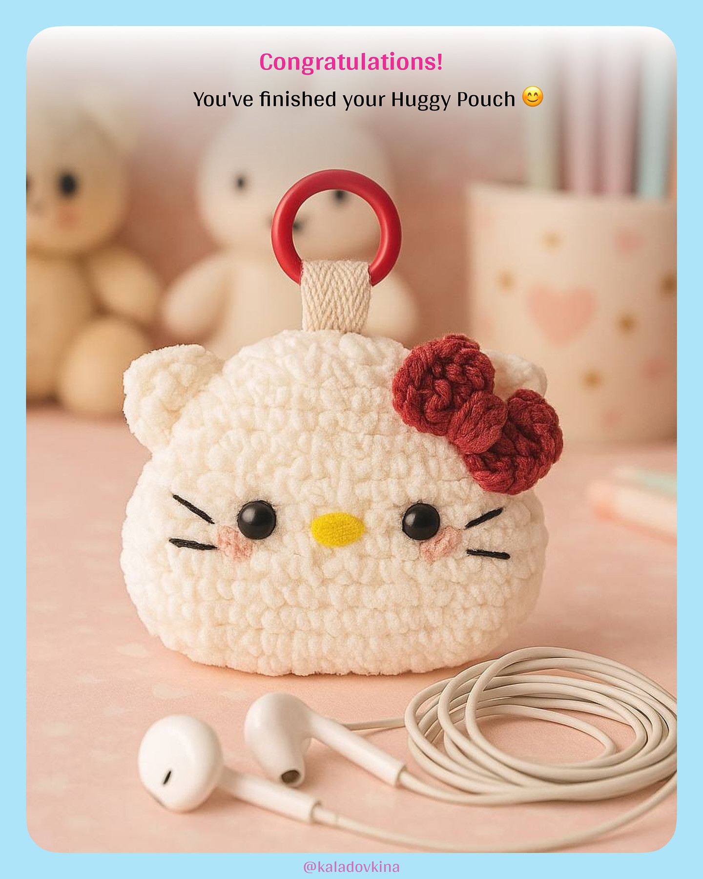 Crochet Huggy Pouch Pattern Inspired by Hello Kitty